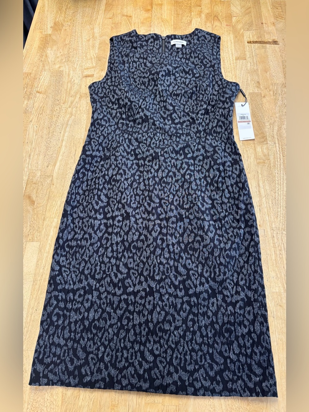 NWT Calvin Klein Black & Gray Leopard Jacquard Dress